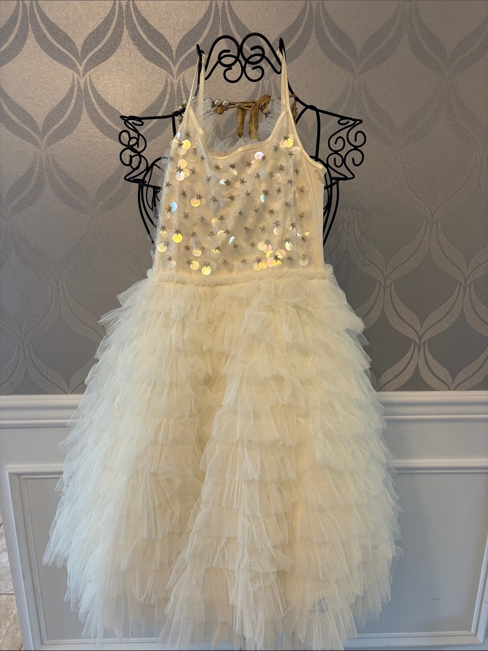 Tutu Du Monde Ivory Sequin Ruffled Tulle Gown for Girls
